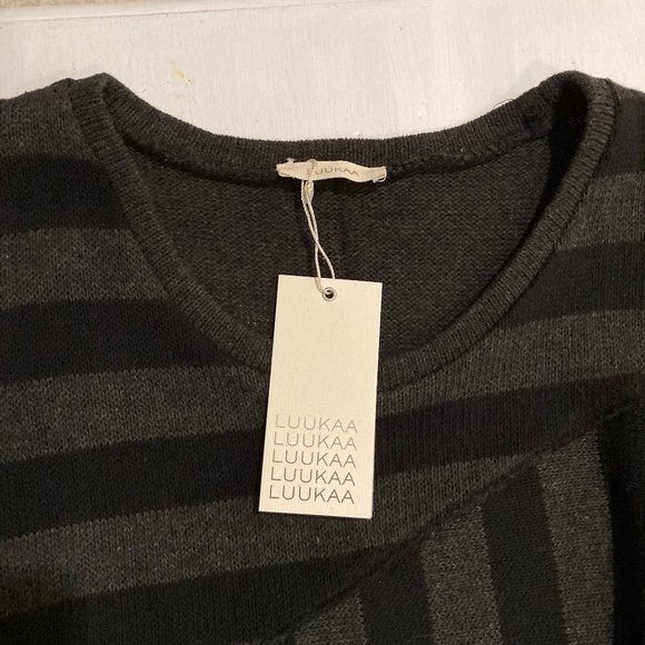 Luukaa Gray & Black Striped Wool Tunic Jumper Size Small NWT - Picture 10 of 13